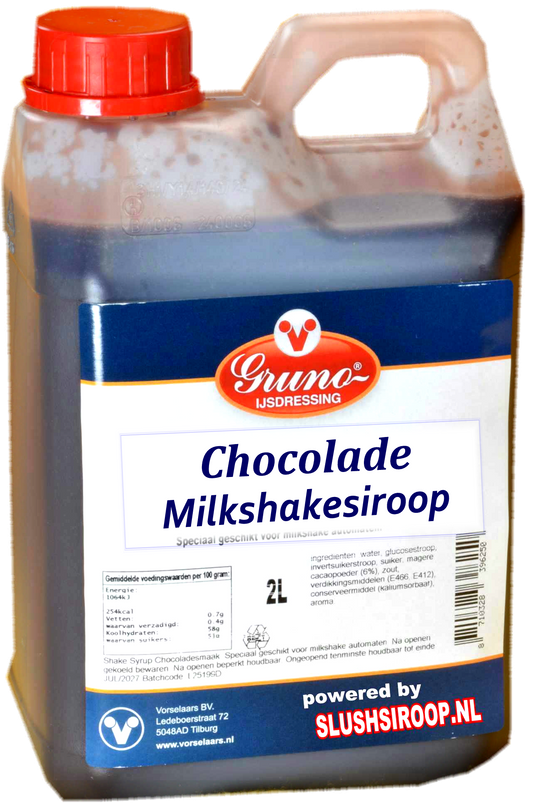 N- GRUNO - MilaNNE Milkshakesiroop CHOCOLADE smaak, tank a, 2 liter
