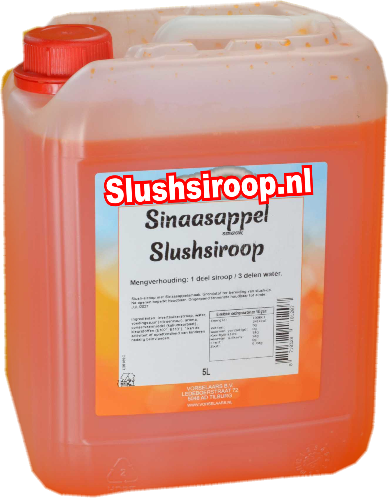 Sinaasappel slush siroop - slushsiroop.nl - tank 5 liter