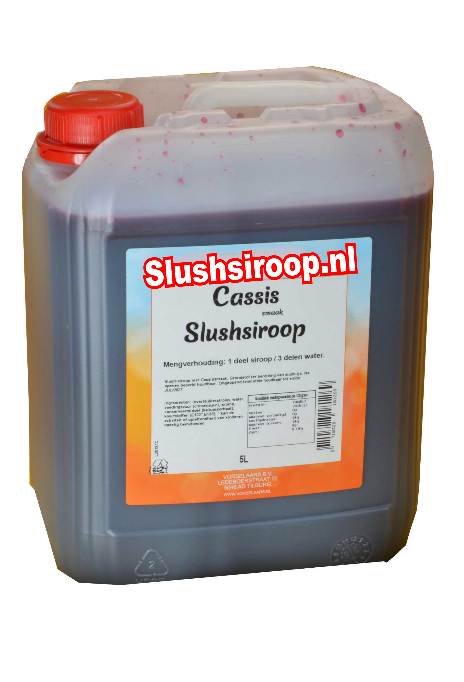 Tankje cassis slush siroop - slushsiroop.nl 5 liter