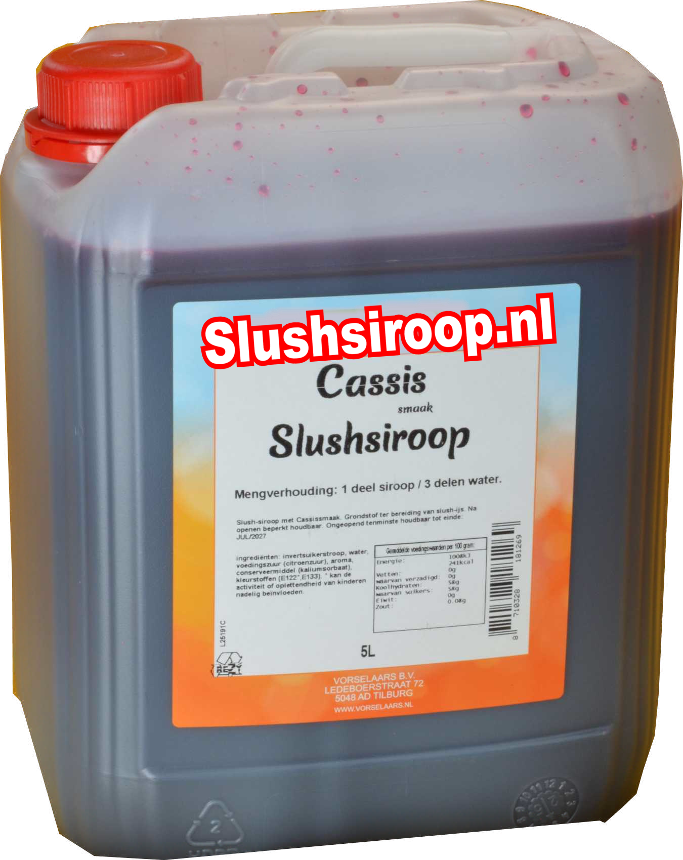 Tankje cassis slush siroop - slushsiroop.nl 5 liter tank