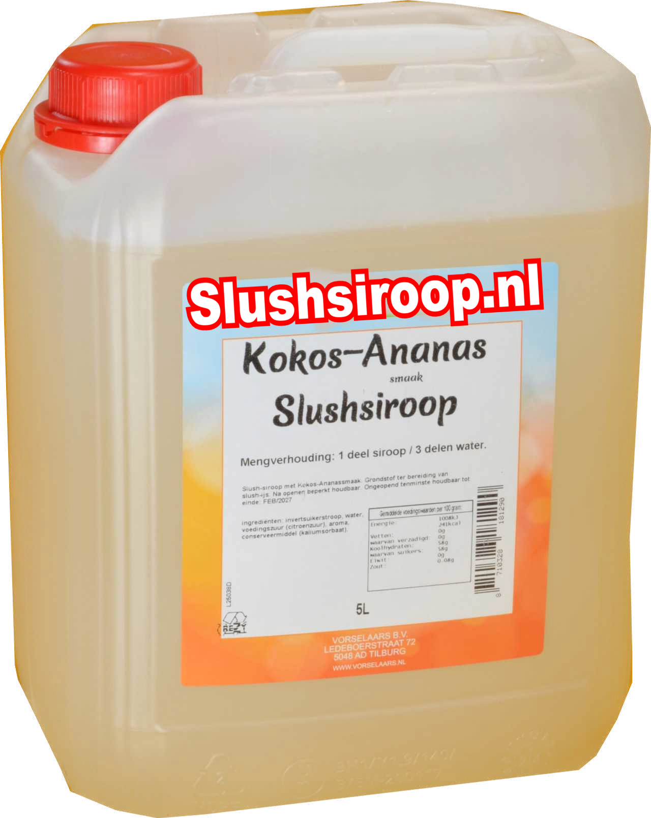 Tankje kokos-ananas slush siroop - slushsiroop.nl