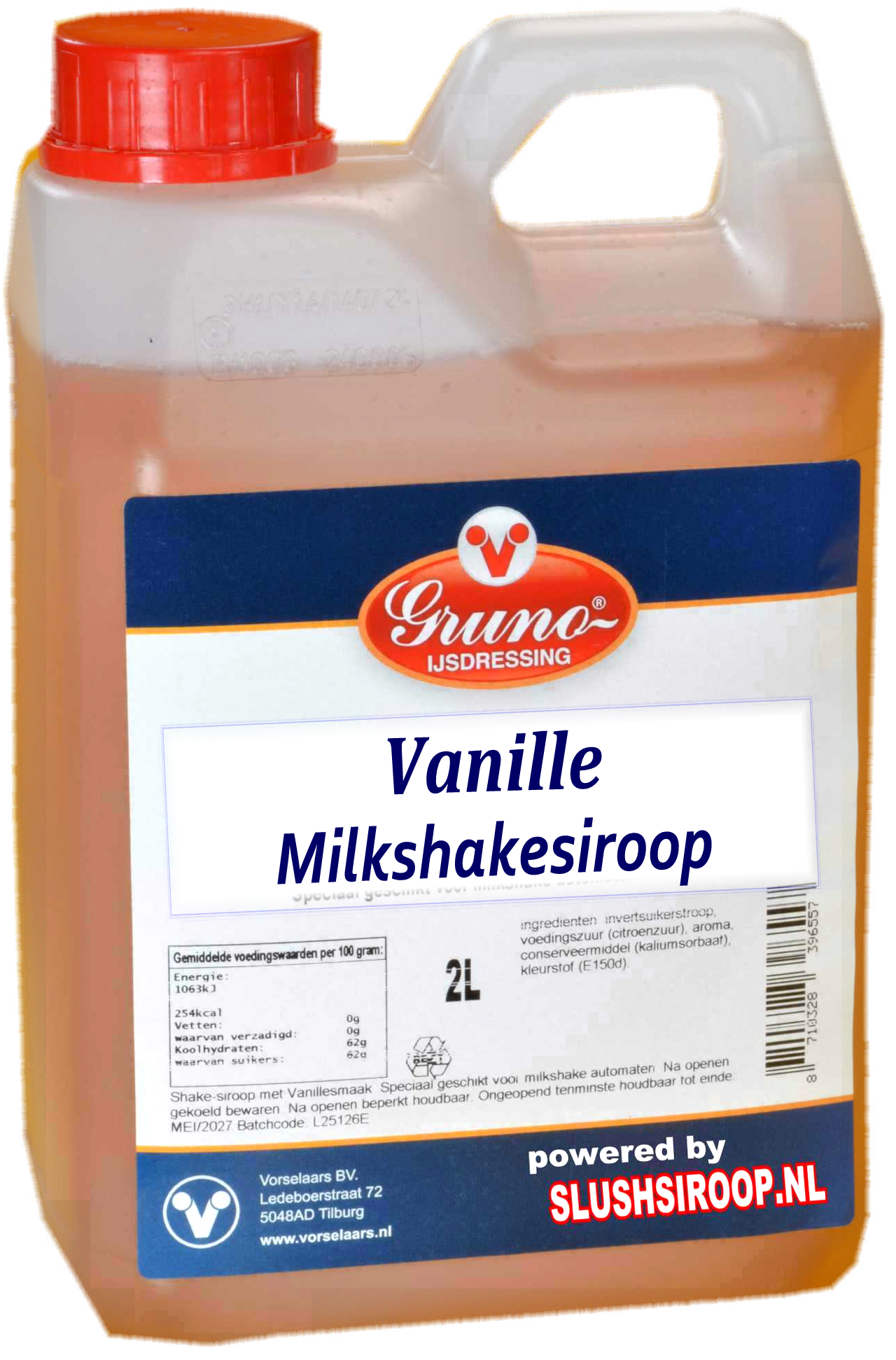 GRUNO - MilaNNE Milkshake syrup VANILLA flavor, tank a, 2 liters  -  www.slushsiroop.nl