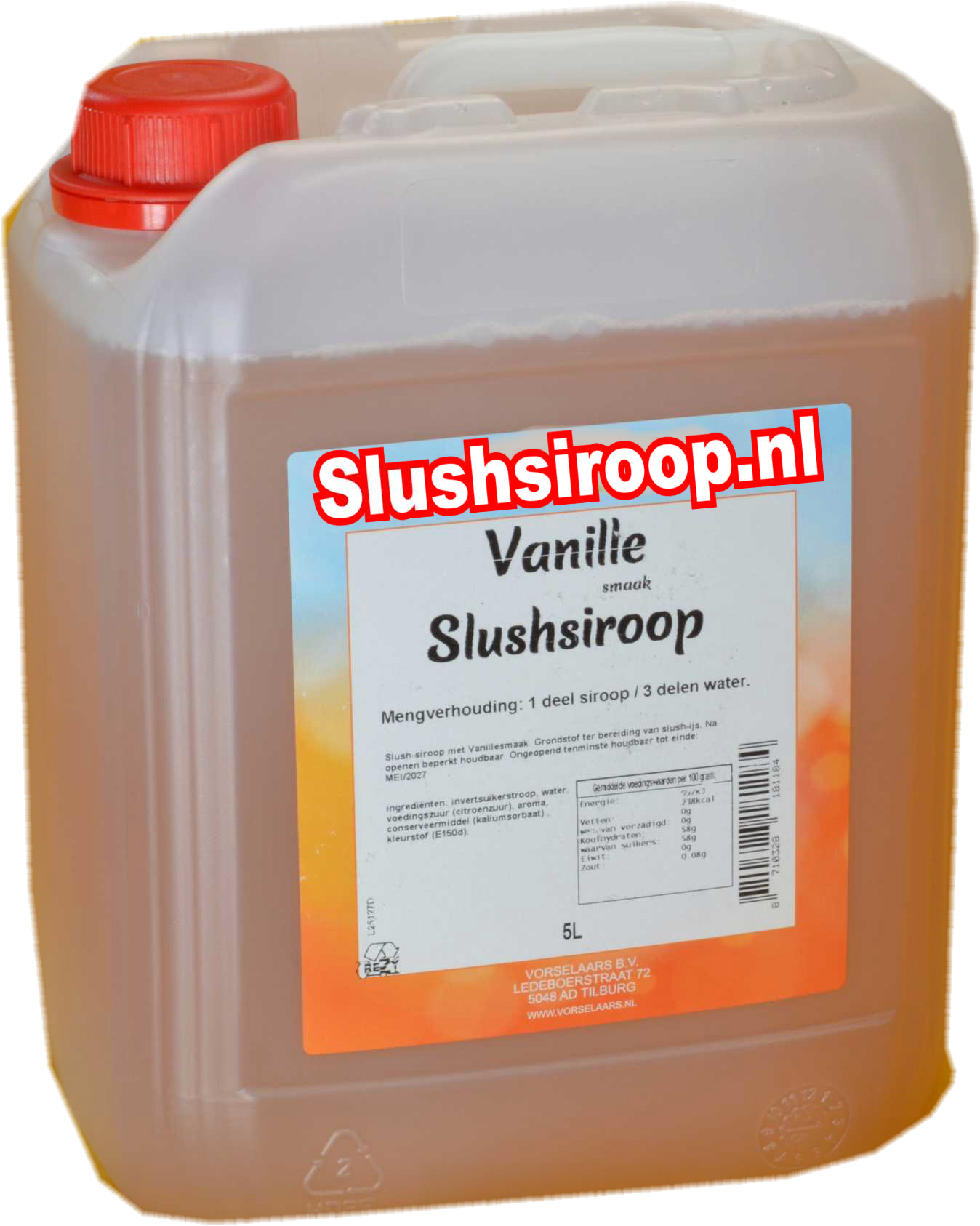 Vanille slush siroop - slushsiroop.nl in tank