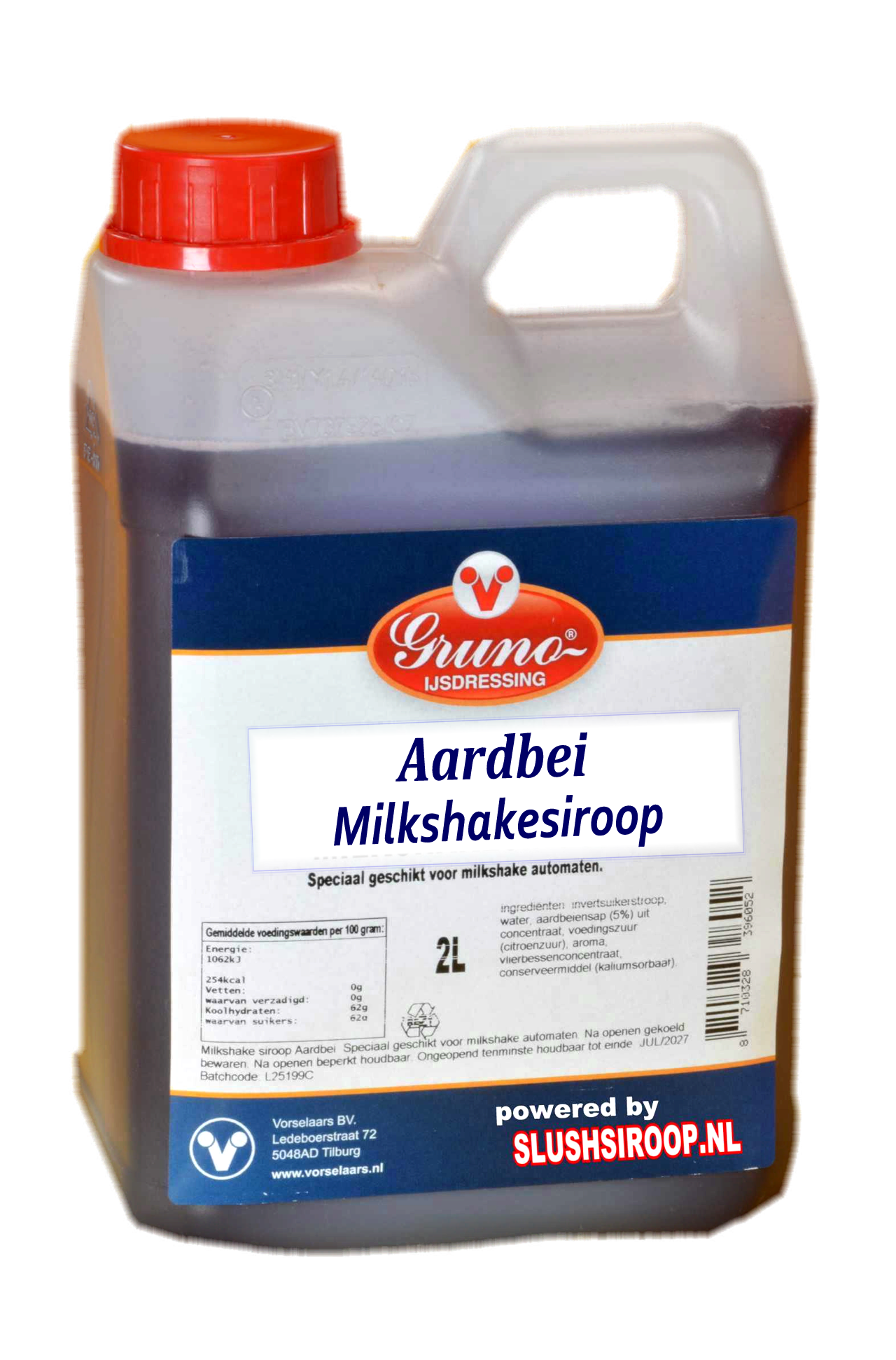 GRUNO - MilaNNE Milkshake syrup STRAWBERRY flavour, tank a, 2 liters - www,slushsiroop.be