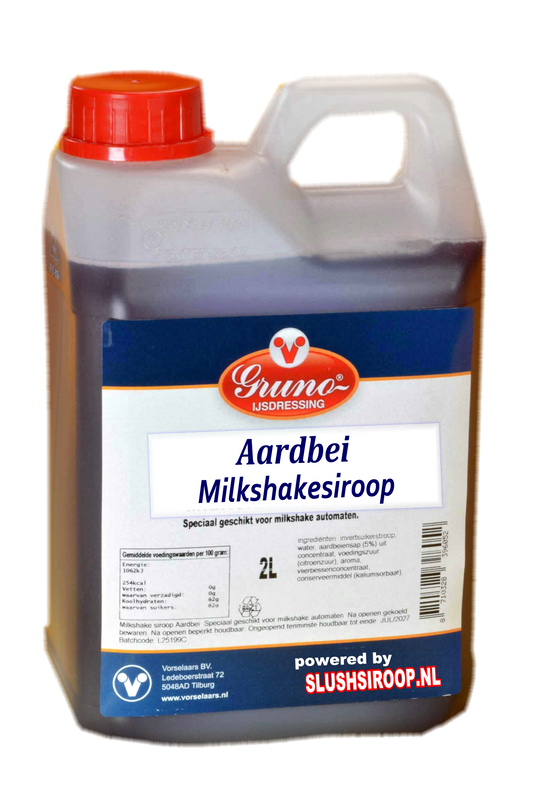 N- GRUNO - MilaNNE Milkshakesiroop AARDBEIEN smaak, tank a, 2 liter