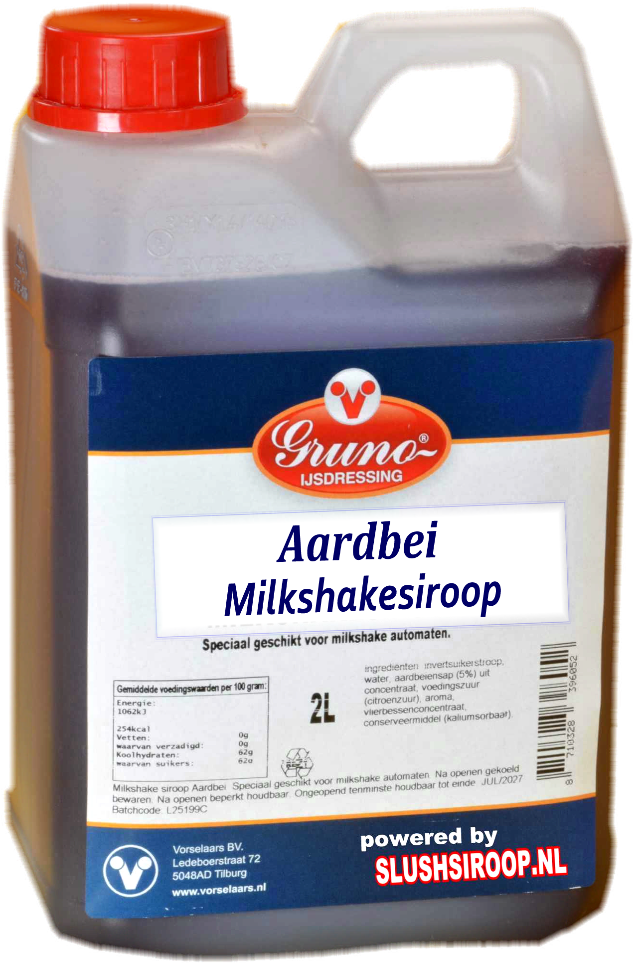GRUNO - MilaNNE Milkshake syrup STRAWBERRY flavour, tank a, 2 liters - www,slushsiroop.be