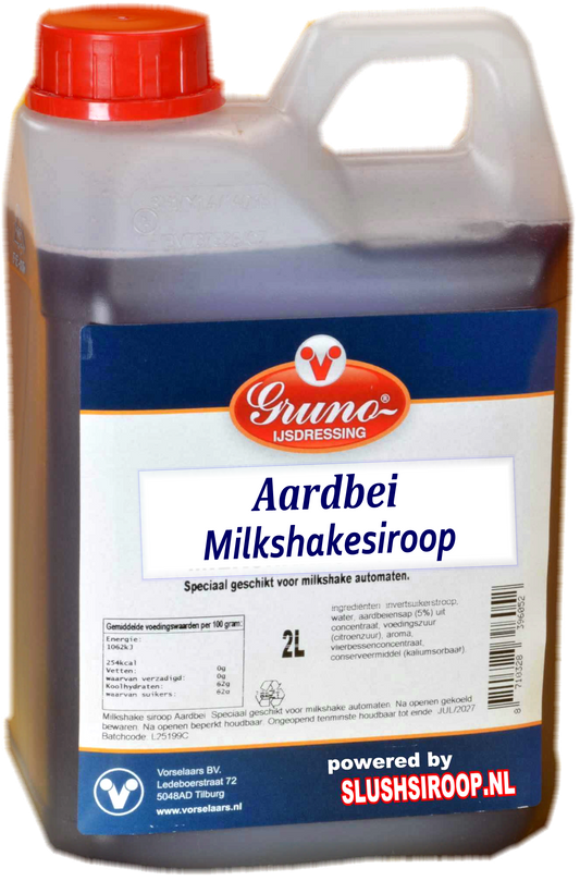 N- GRUNO - MilaNNE Milkshakesiroop AARDBEIEN smaak, tank a, 2 liter