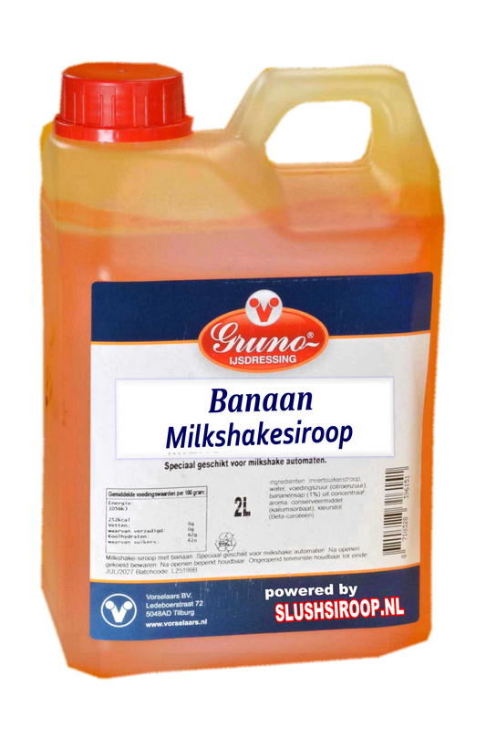N- GRUNO - MilaNNE Milkshakesiroop BANAAN smaak, tank a, 2 liter