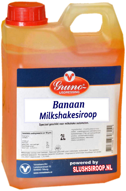 N- GRUNO - MilaNNE Milkshakesiroop BANAAN smaak, tank a, 2 liter