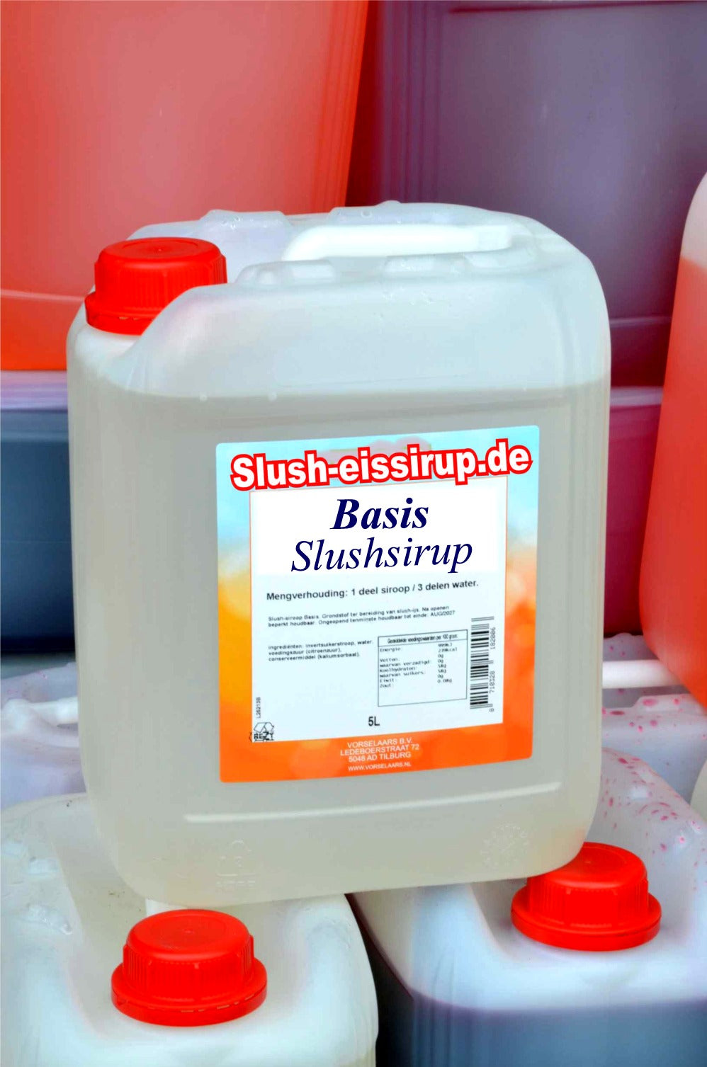 N-Slushsiroop BASIS-SIROOP - tank met 5 ltr - Vorselaars - Slushsiroop.nl - de beste kwaliteit Slushsiroop