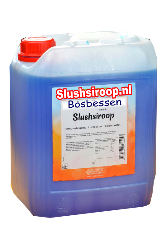 N-Slushsiroop BOSBESSEN smaak - tank met 5 ltr - Vorselaars - Slushsiroop.nl  -  Een ijskoude lekkernij voor jong en oud.