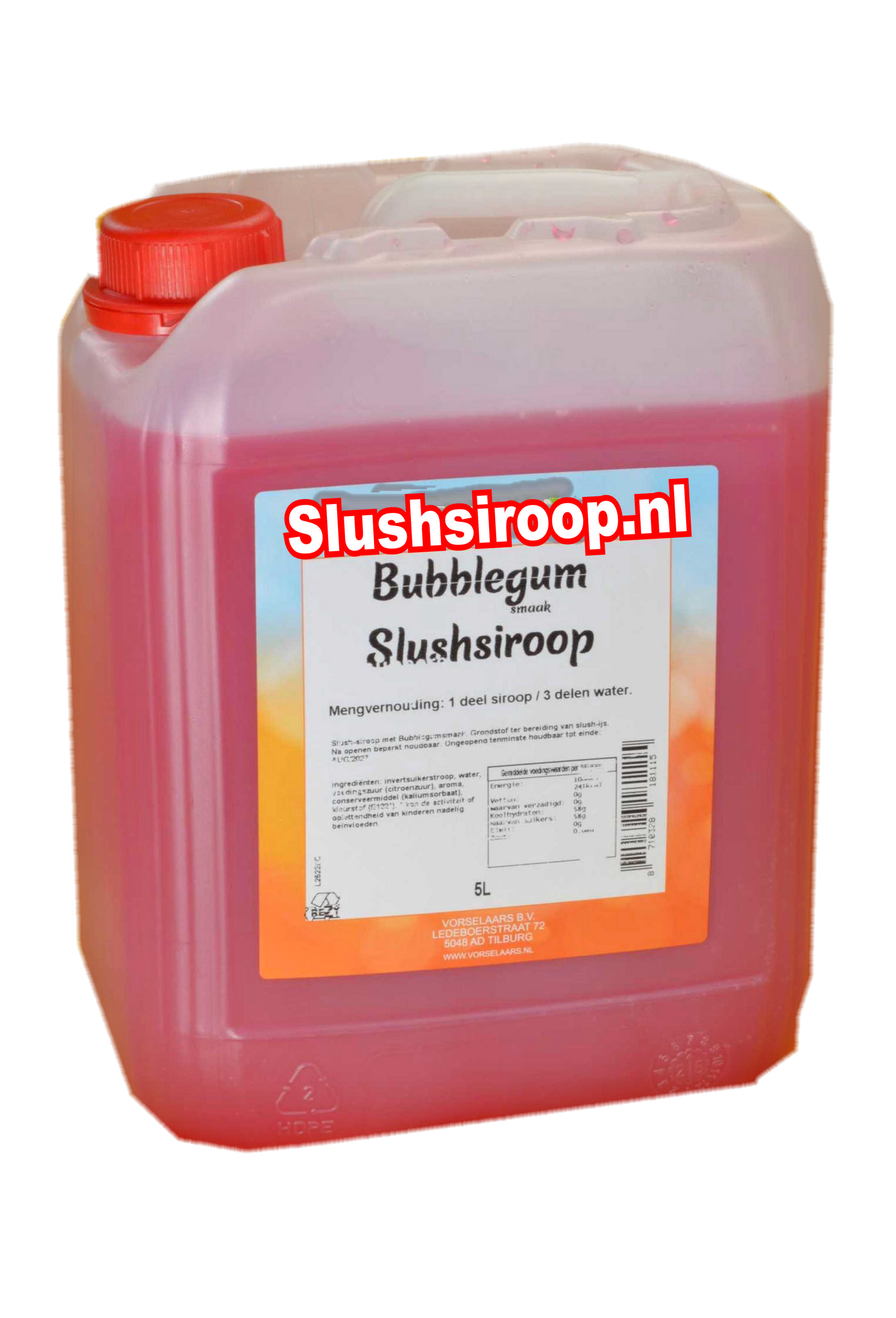 bubblegum slush siroop - slushsiroop.nl in tank - tankje