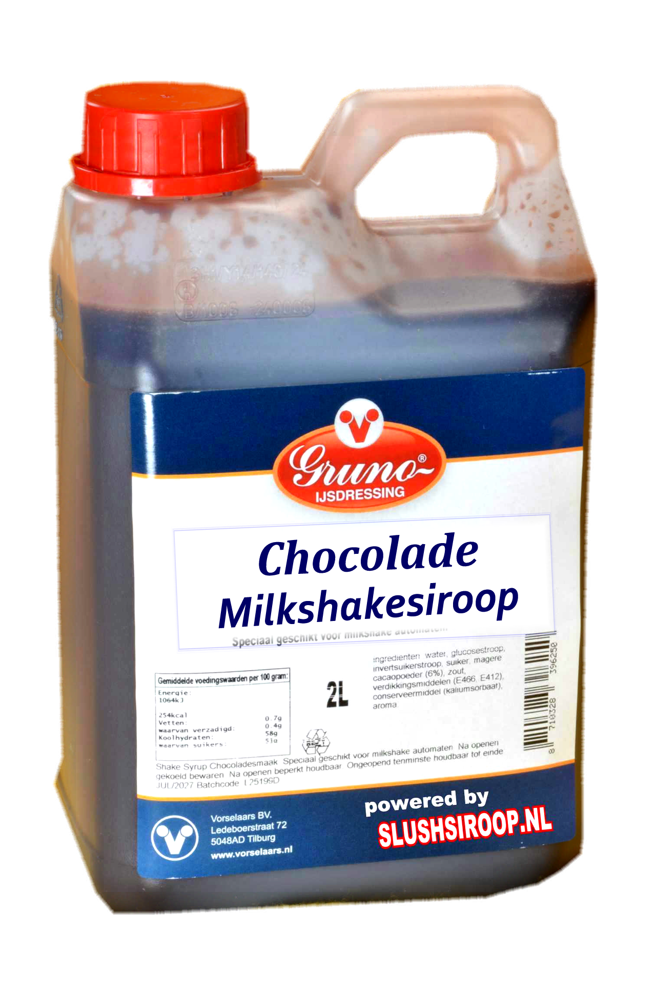 GRUNO - MilaNNE Milkshake syrup CHOCOLATE flavor, tank a, 2 liters - www.slushsiroop.nl