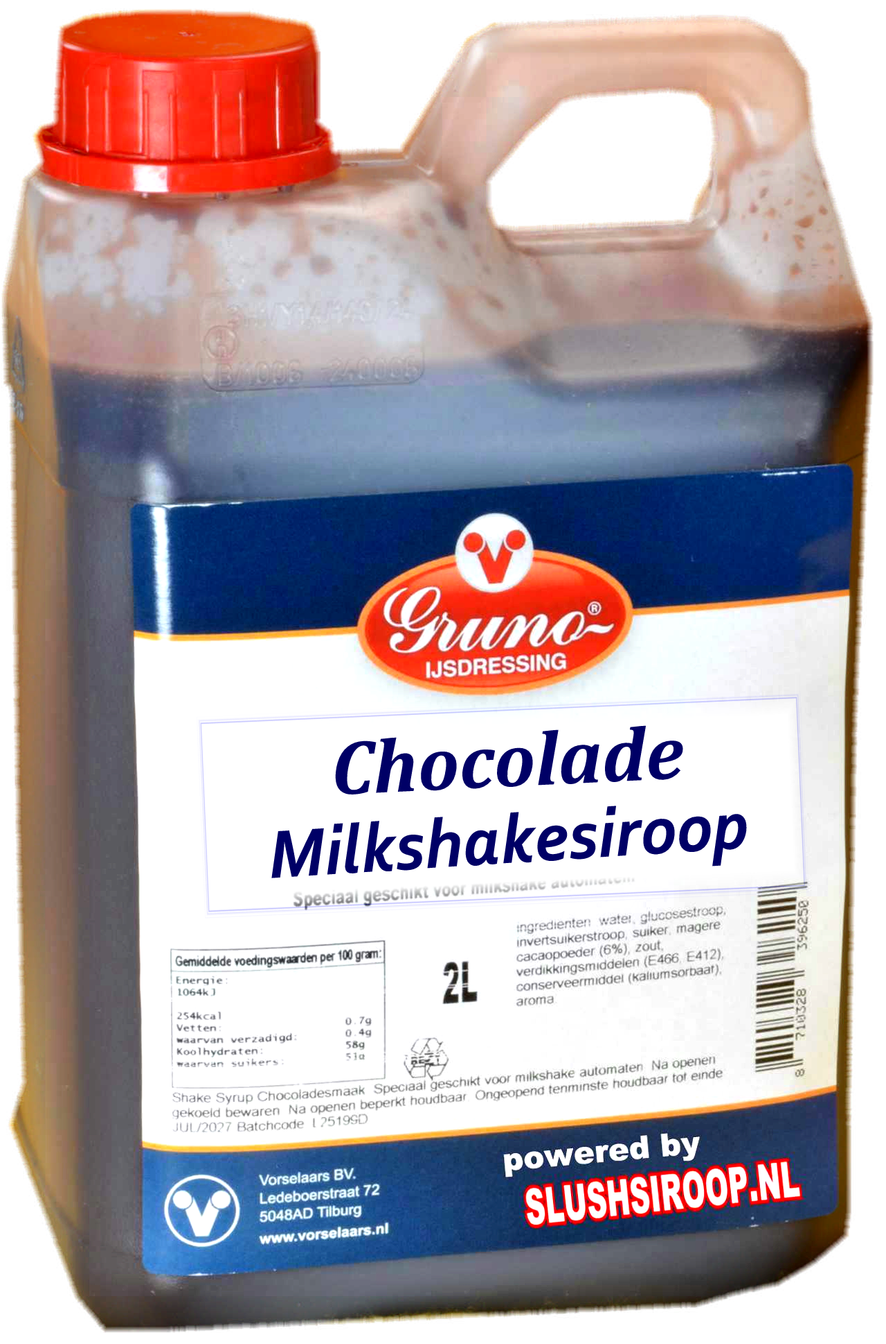 GRUNO - MilaNNE Milkshake syrup CHOCOLATE flavor, tank a, 2 liters - www.slushsiroop.nl