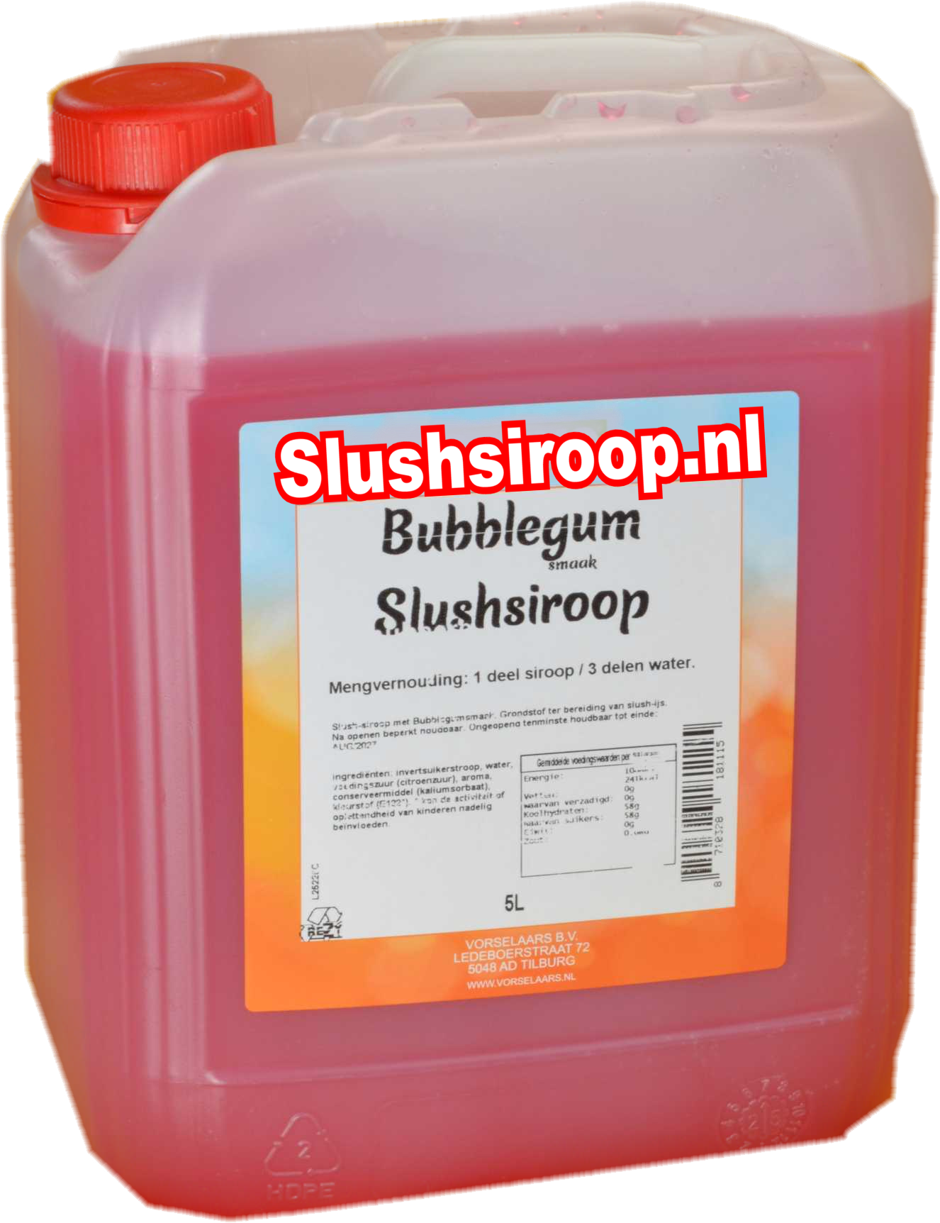 bubblegum slush siroop - slushsiroop.nl in tank - tankje